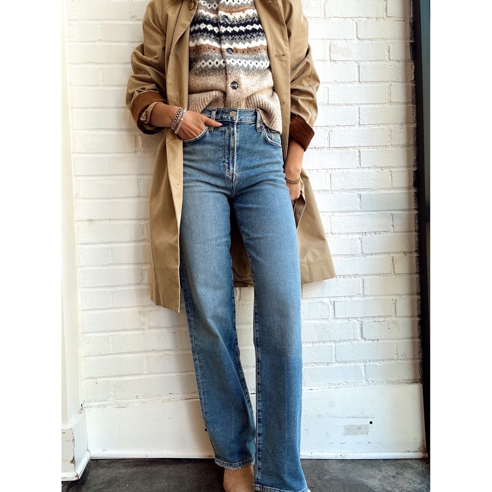 NWT AGOLDE Harper Kindle Mid Rise Relaxed Straight Wide Leg Jeans Size 27